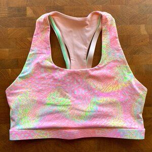 Fabletics Boost Medium Impact Sports Bra - Coral Leopard M